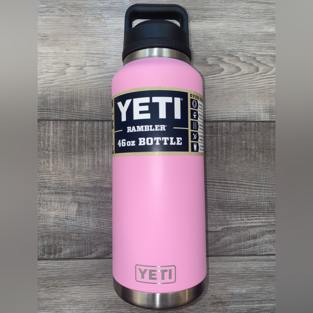 Yeti Rambler 46 oz Bottle Vacuum Insulated Stainless Steel Chug Cap Power Pink